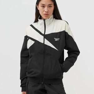 Reebok Black and White Bomber Jacket with Dynamic Design